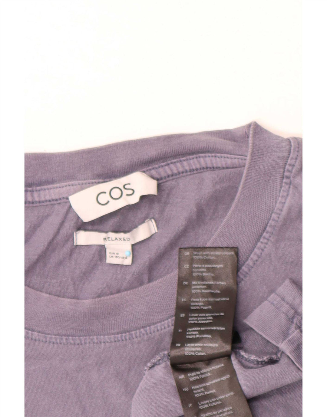 Cos T-shirt coupe décontractée pour homme en coton bleu marine moyen