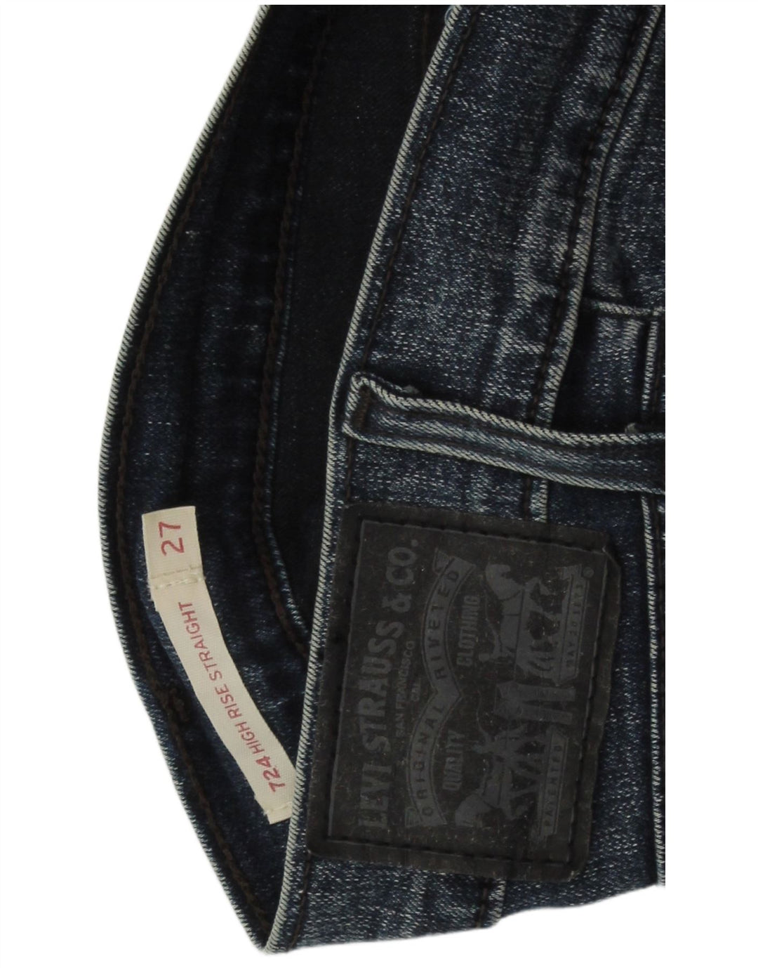 LEVI'S Jean droit taille haute 724 femme W27 L26 coton bleu marine