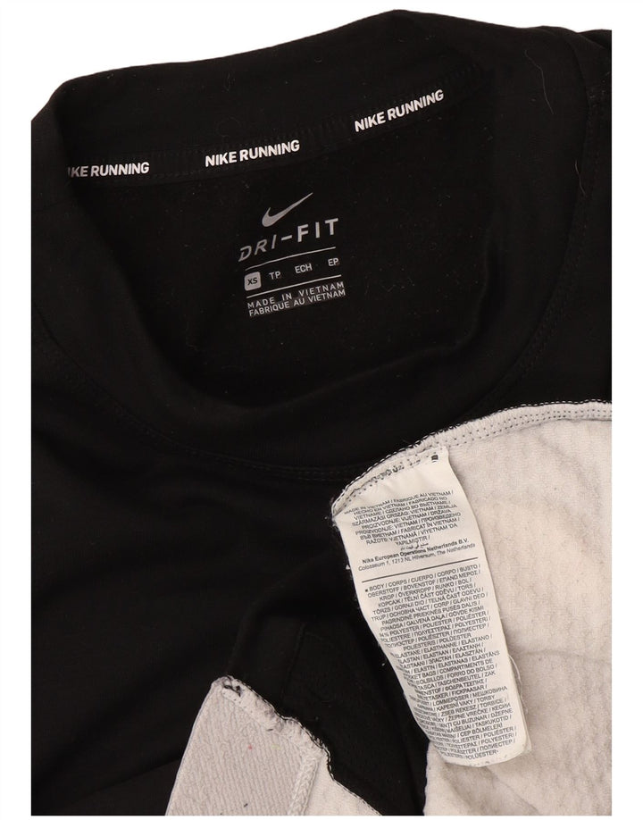 Nike Haut de course à manches longues pour femme UK 6 XS Noir Colourblock Polyester