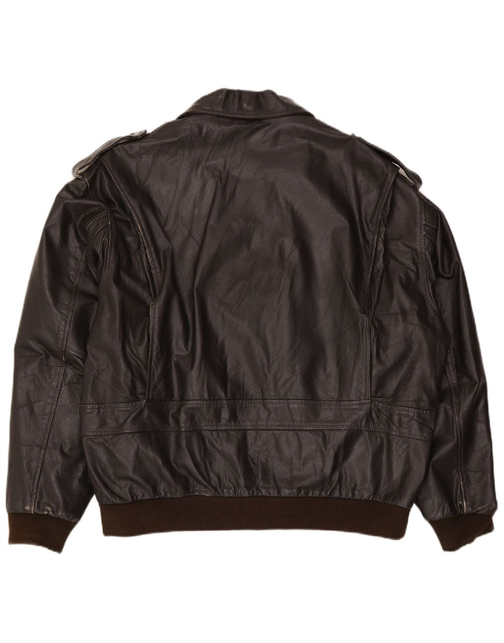 veste en cuir militaire vintage pour hommes IT 56 3XL Marron