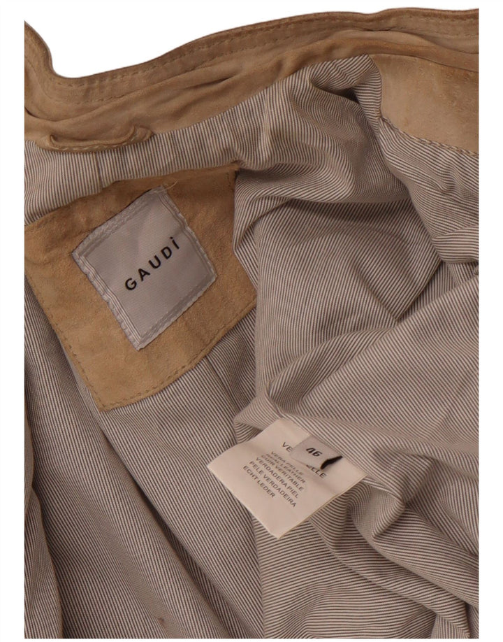 GAUDI Blouson Bomber En Daim Femme IT 46 Grand Cuir Beige