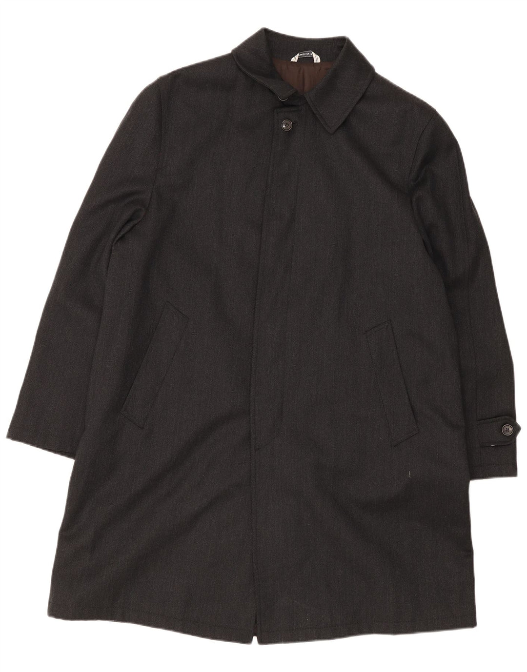 vintage Mens Overcoat UK 40 Grande laine vierge noire