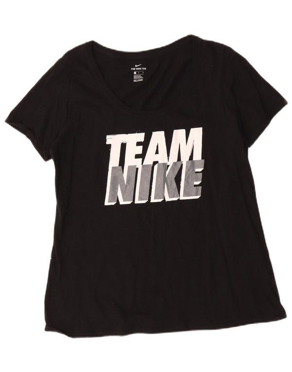 Nike Womens Athletic Cut Graphic T-Shirt Top UK 16 Large Black Cotton