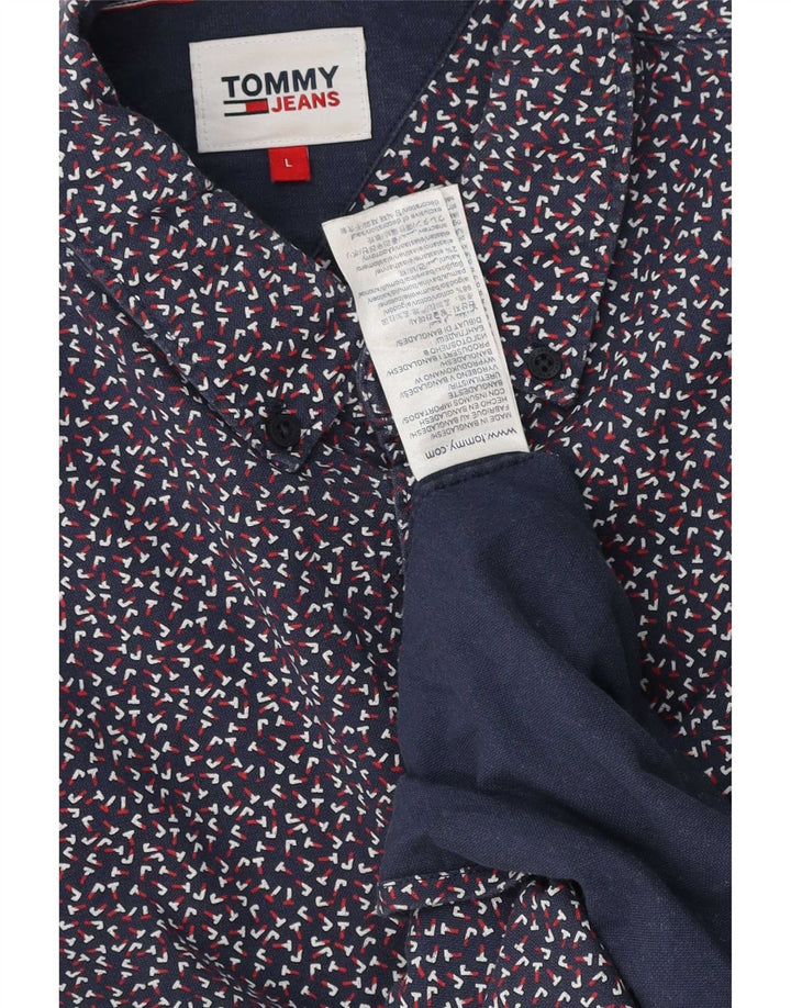 Tommy Hilfiger Chemise Homme Large Bleu Marine Spotted Cotton