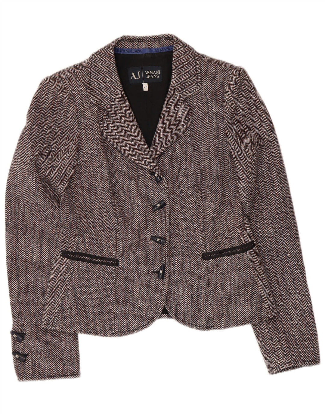 ARMANI JEANS Veste Blazer 4 Boutons Femme IT 42 Gris Moyen à Chevrons