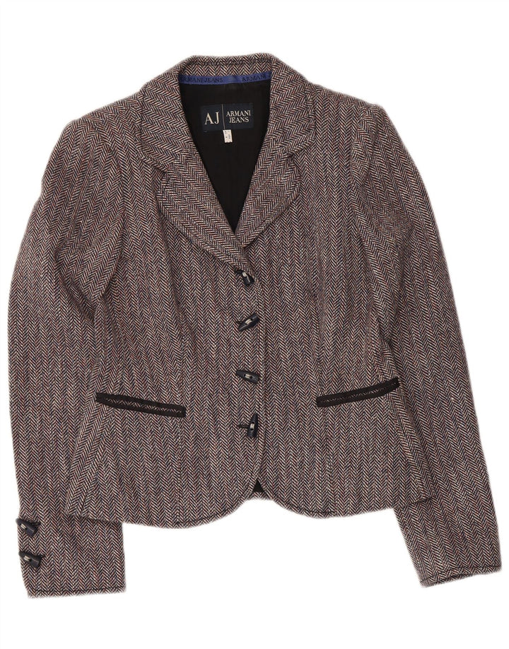 ARMANI JEANS Veste Blazer 4 Boutons Femme IT 42 Gris Moyen à Chevrons