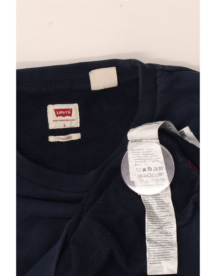 Levi's Standard Graphic Sweatshirt Jumper Large Homme Bleu Marine Coton