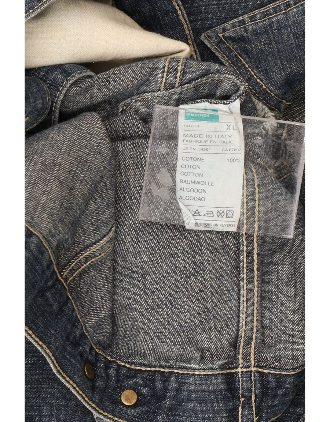 BENETTON Veste en Jean Femme UK 18 XL Bleu Coton