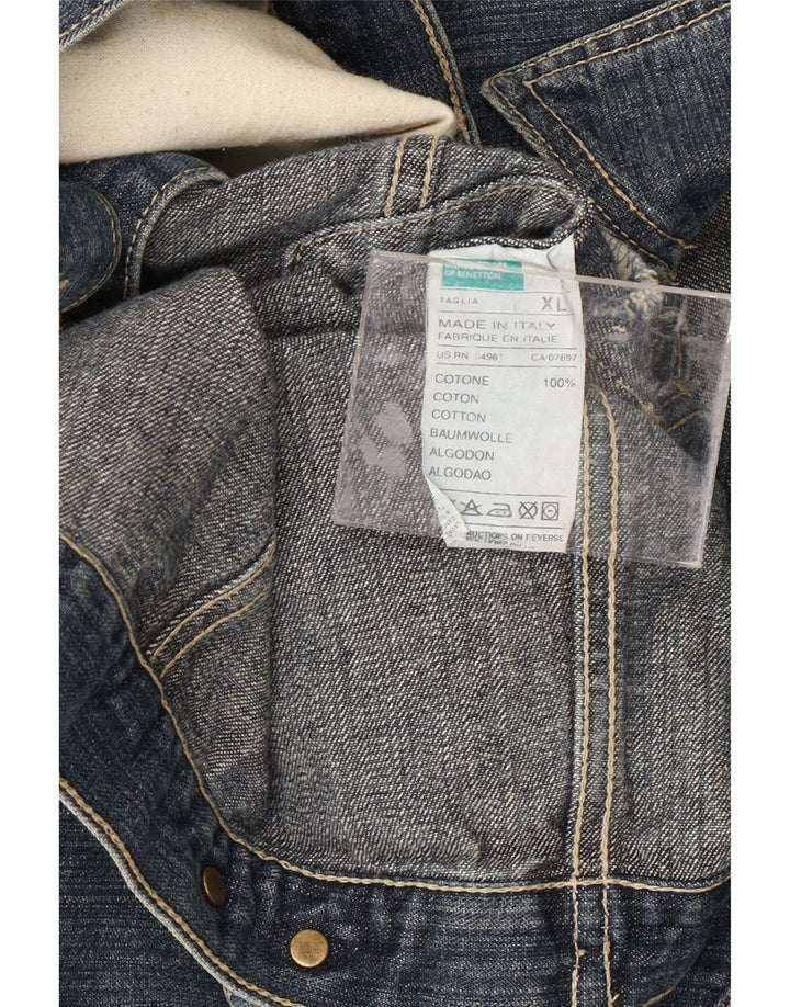 BENETTON Veste en Jean Femme UK 18 XL Bleu Coton
