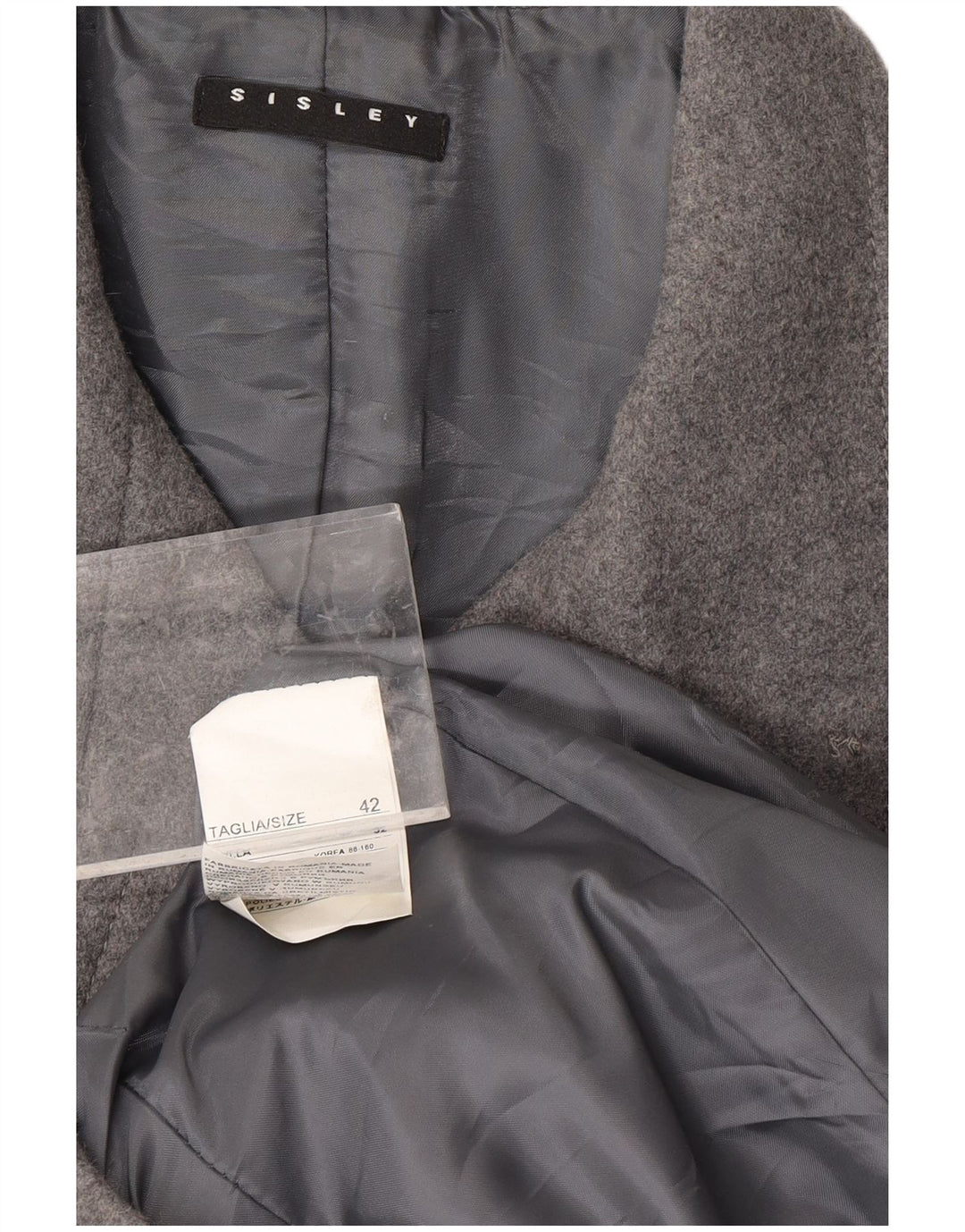 SISLEY Pardessus IT 42 Femme Gris Moyen Laine