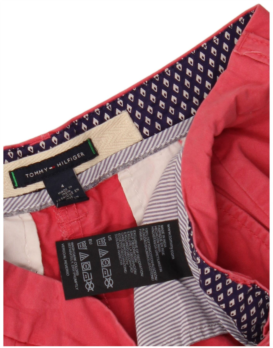 TOMMY HILFIGER Short Chino Femme US 4 Small W30 Coton Rose