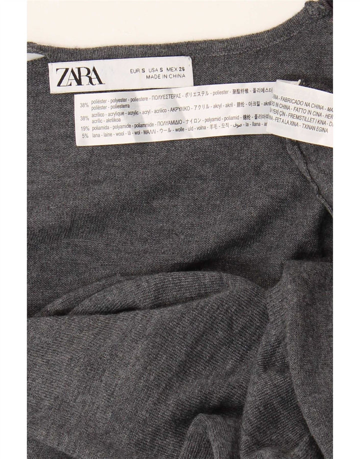 Zara Robe pull à manches longues pour femme UK 10 Petit Gris Polyester