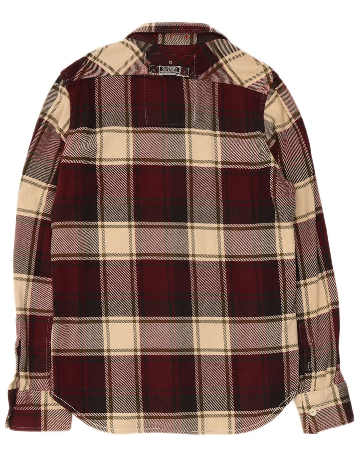 Superdry Chemise en flanelle pour homme en coton à carreaux bordeaux