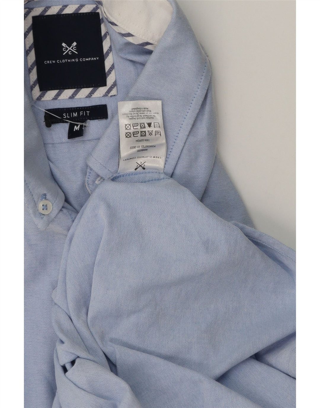 CREW CLOTHING Chemise Slim Fit Homme Bleu Moyen Coton
