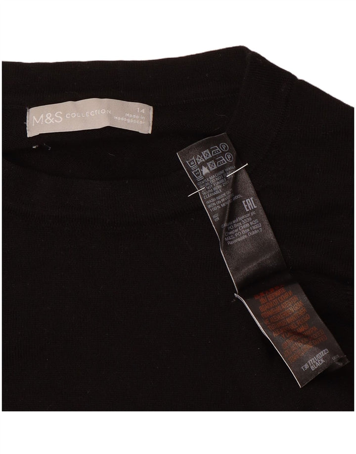 Marks & Spencer Pull à col rond pour femme UK 14 Grande laine noire