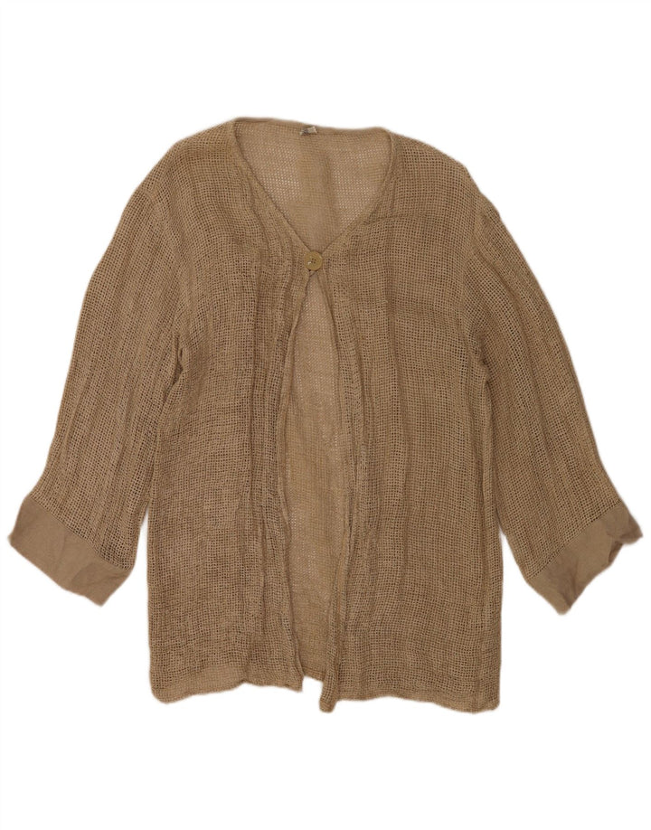 vintage Femmes Voir à travers 1 Bouton 2 Pièces Ensemble UK 12 Beige Moyen