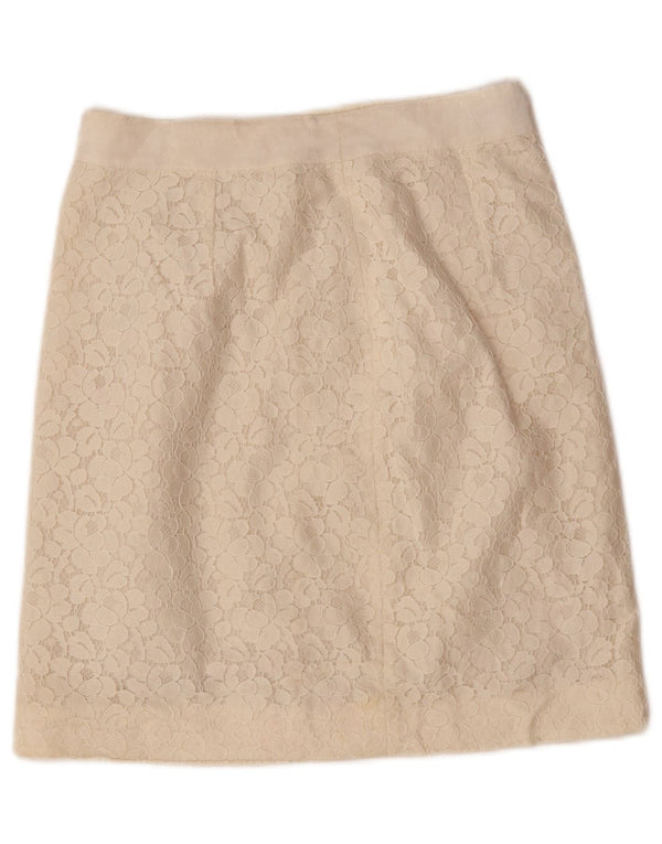 Oasis Mini jupe en dentelle pour femme UK 8 Small W26 en coton floral blanc cassé