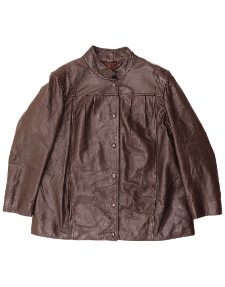Veste en cuir femme vintage UK 18 XL Cuir Marron