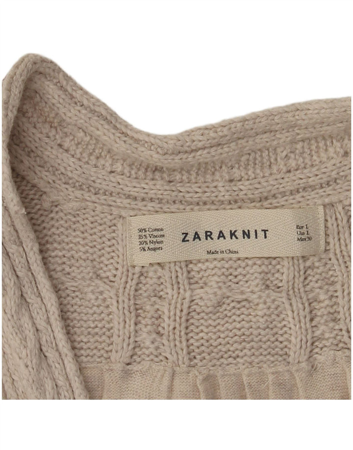 ZARA Womens Cardigan Sweater UK 14 Grand Coton Beige