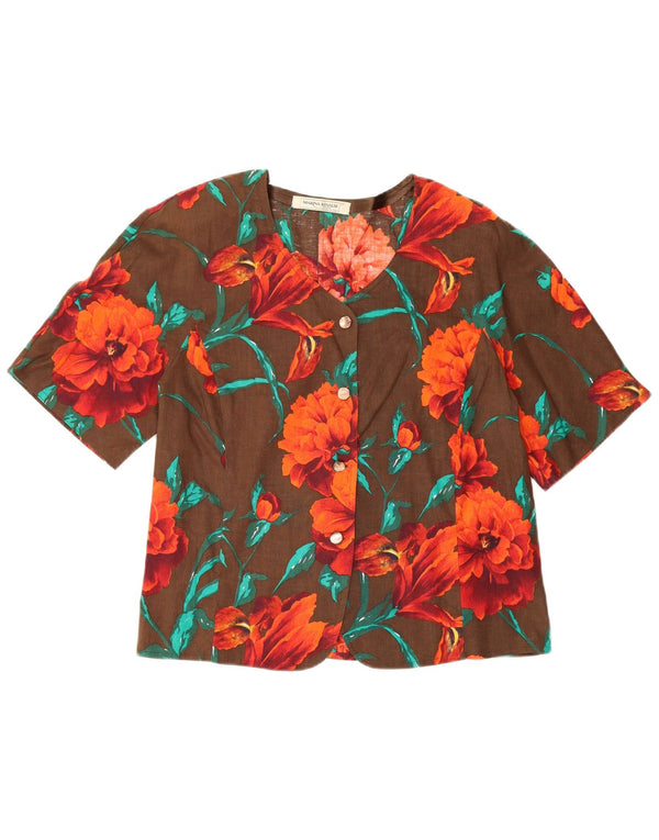 Marina Rinaldi Chemise à manches courtes pour femme Taille 27 Grand Marron Floral