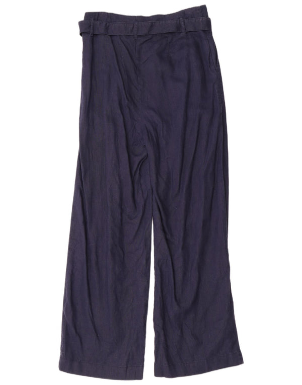 Marks & Spencer Pantalon décontracté taille haute pour femme UK 14 Large W32 L32 Bleu marine
