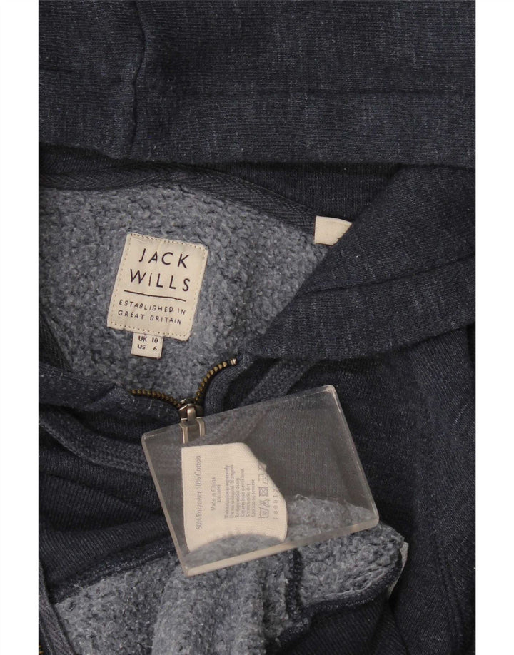 Jack Wills Pull à capuche zippé pour femme UK 10 Petit Bleu Marine Polyester