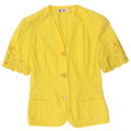 vintage Femme Manches Courtes Cardigan Top IT 42 Coton Jaune Moyen