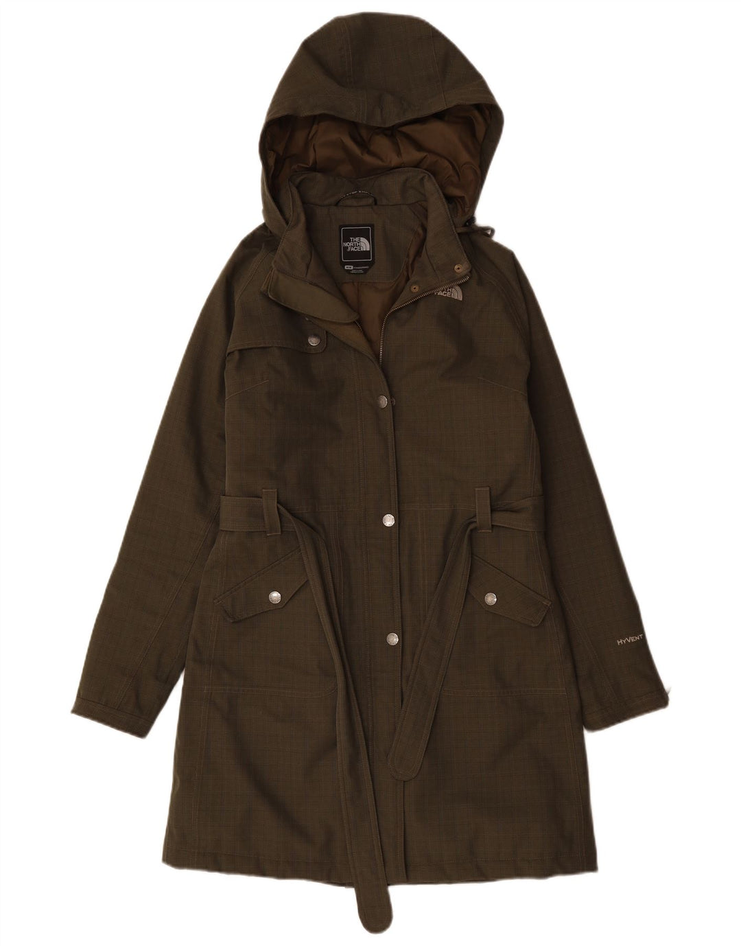 THE NORTH FACE Manteau coupe-vent à capuche pour femme UK 14 à carreaux vert moyen