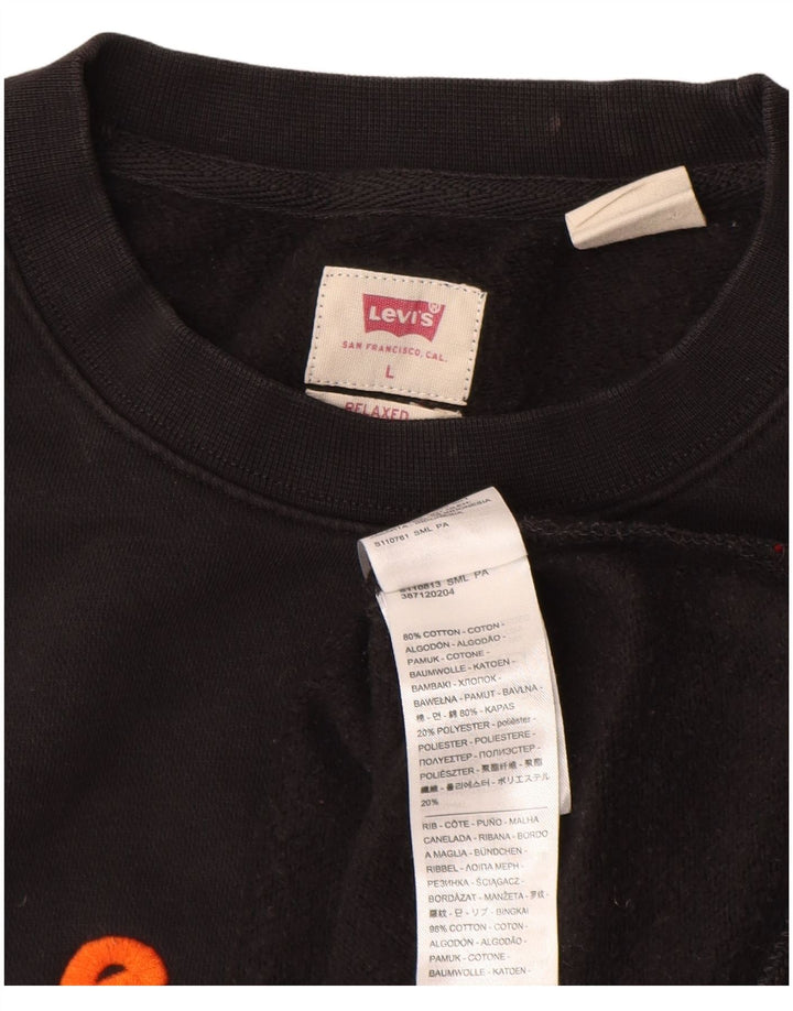 LEVI'S Sweat-shirt décontracté pour homme en coton noir Taille L