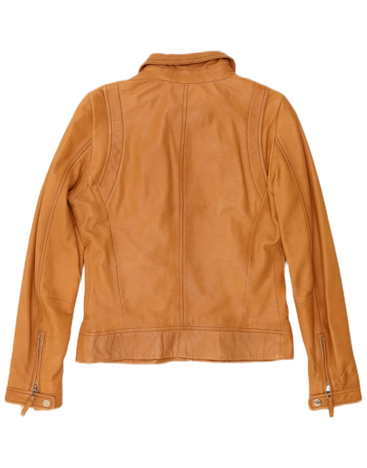 Massimo Dutti Veste en cuir court pour femme UK 12 Peau de mouton beige moyen