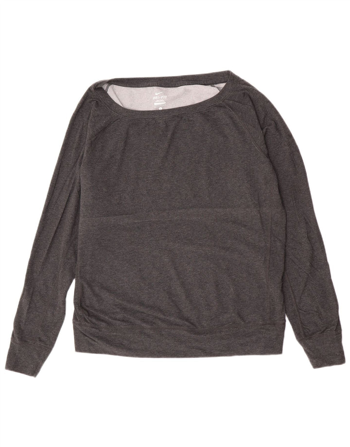 Nike Haut Dri Fit à manches longues pour femme UK 16 Large Gris Moucheté Polyester
