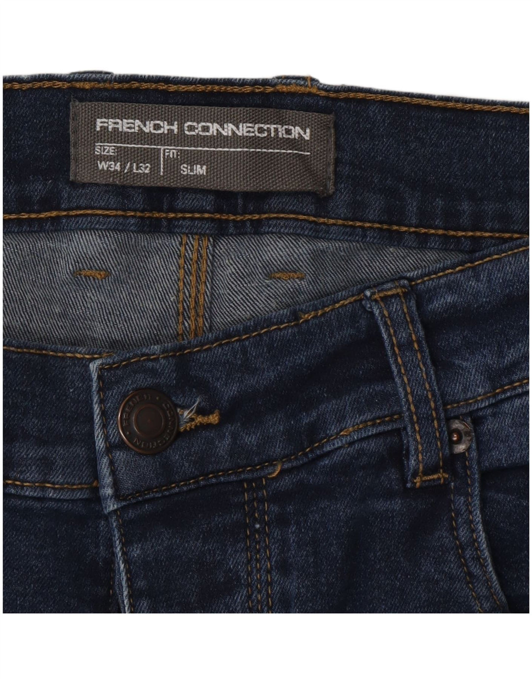 French Connection Jean Slim Homme W34 L32 Bleu Coton