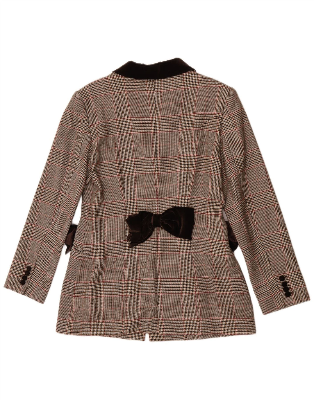 vintage Femmes 3 Bouton Blazer Veste UK 8 Petit Plaid Brun