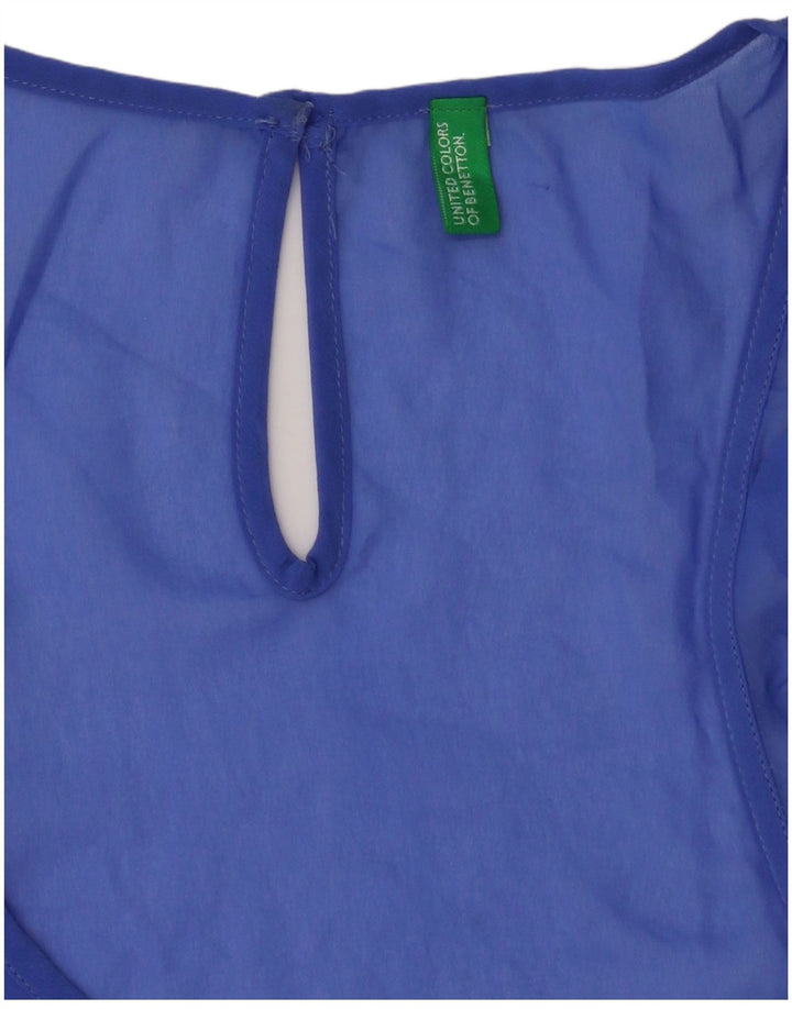 Benetton Chemisier sans manches pour femme UK 16 Large Bleu