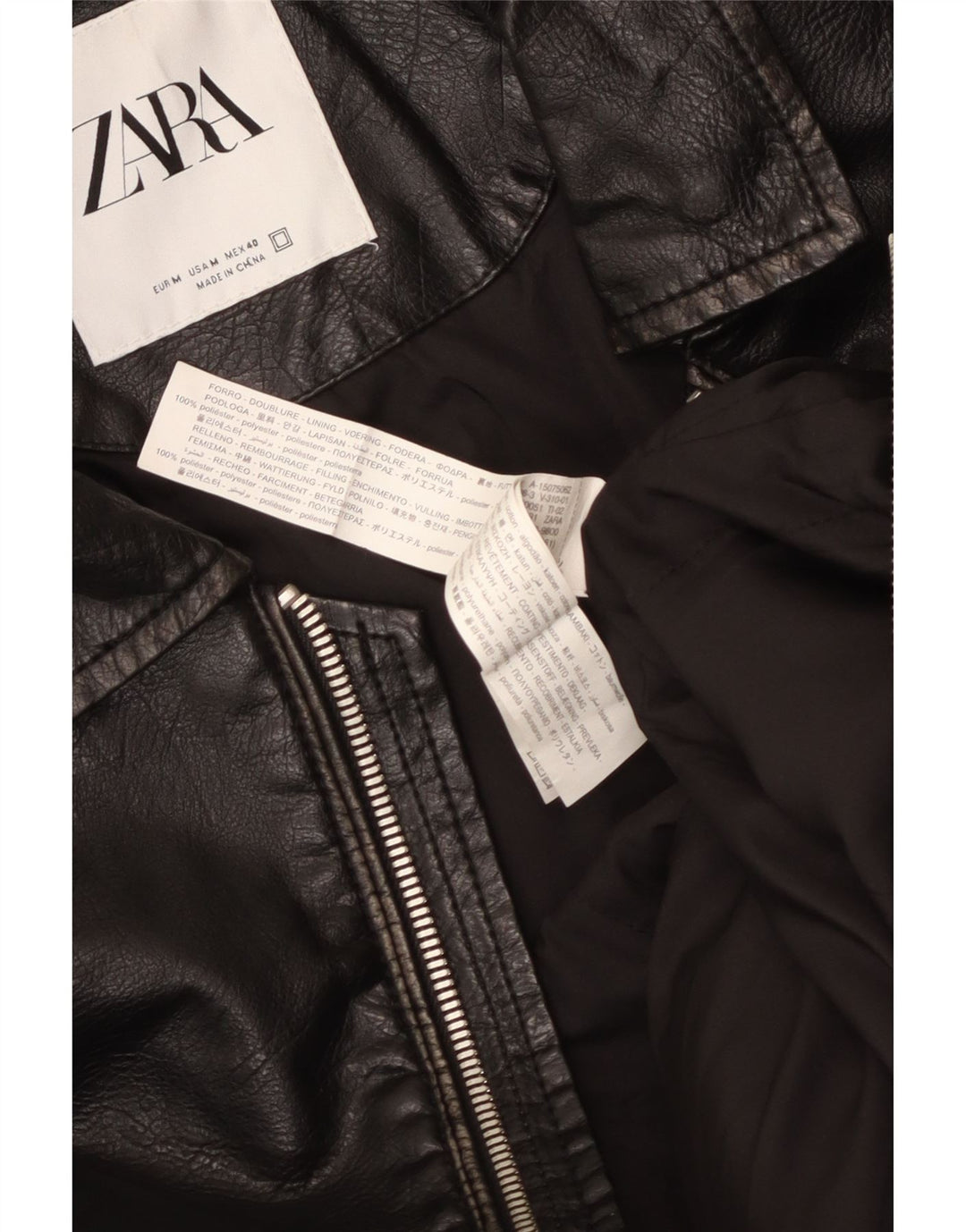 Zara Veste en cuir pour homme UK 38 Medium Noir Polyuréthane