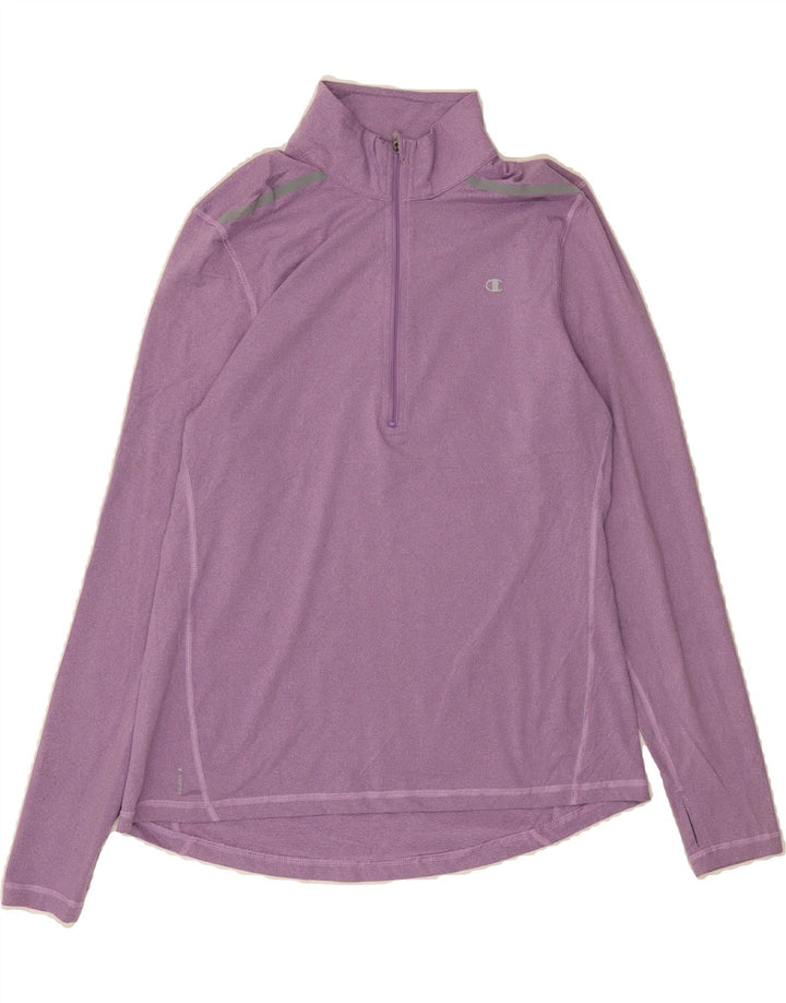 CHAMPION Womens Zip Neck Pullover Tracksuit Top UK 16 Large Purple Vintage Champion and Second-Hand Champion from Messina Hembry 