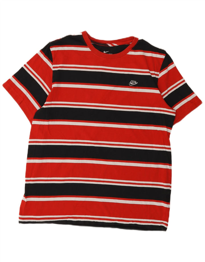 Nike T-Shirt Homme Top XL Coton Rayé Rouge