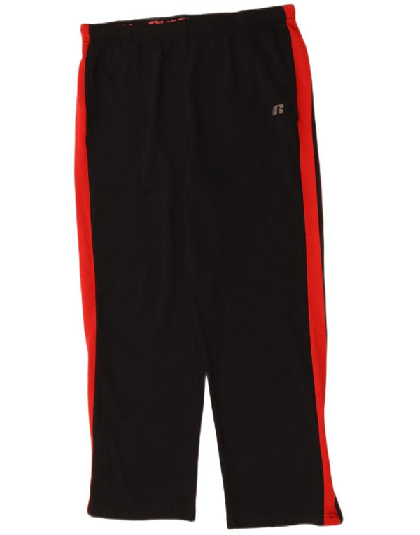 RUSSELL ATHLETIC Mens Tracksuit Trousers Large  Black Colourblock