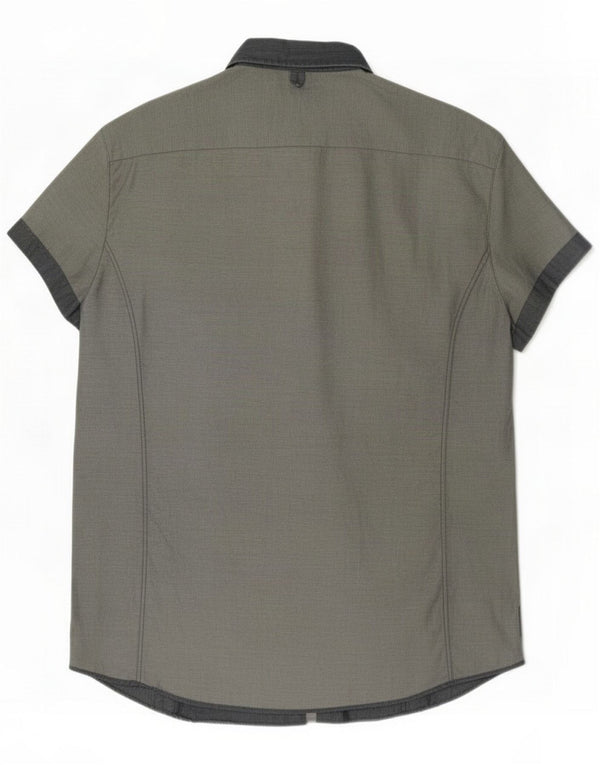 Armani Chemise à manches courtes pour homme 2XL Gris Coton