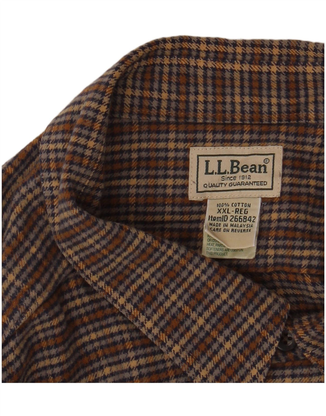 L.L.BEAN Chemise en flanelle pour homme 2XL en coton à carreaux marron