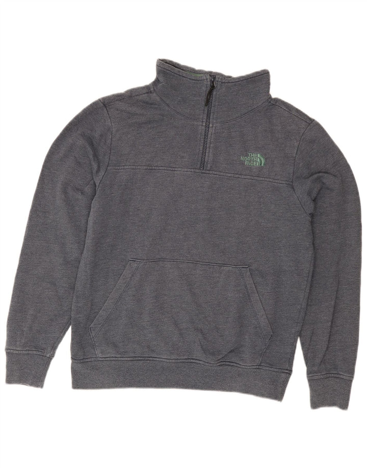 The North Face Sweat-shirt à col zippé pour homme en coton gris moyen
