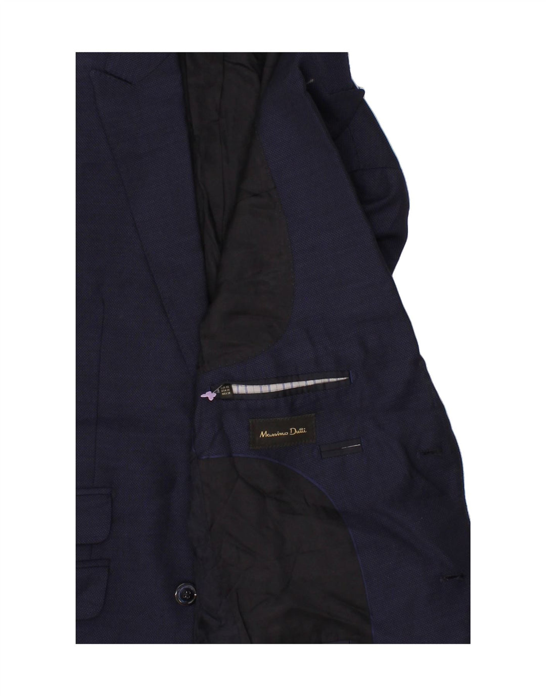 MASSIMO DUTTI Mens 2 Button Blazer Jacket EU 46 Small   Navy Blue Vintage Massimo Dutti and Second-Hand Massimo Dutti from Messina Hembry 