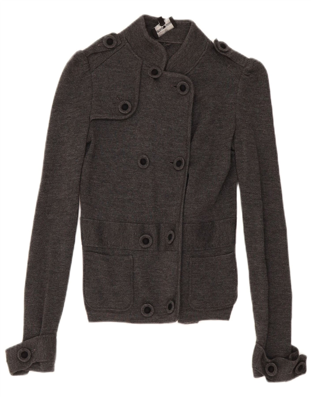 Armani Femme Cardigan Double Boutonnage Pull IT 38 XS Gris Laine