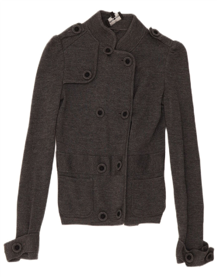 Armani Femme Cardigan Double Boutonnage Pull IT 38 XS Gris Laine