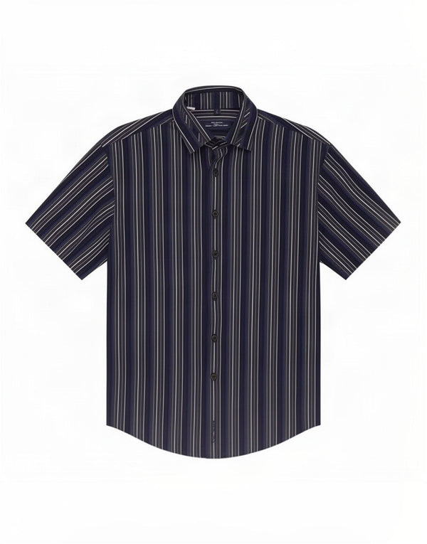 Ben Sherman Chemise à manches courtes pour homme Petit coton rayé bleu marine