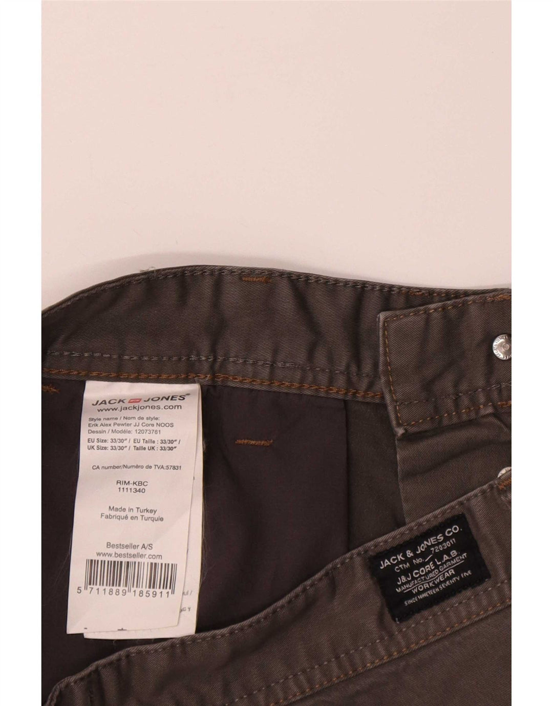 Jack & Jones Short Chino Homme Medium W33 Gris Coton
