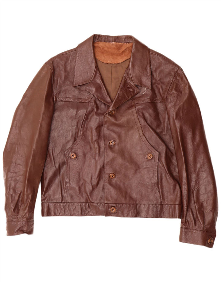 VINTAGE Veste en cuir homme UK 38 Marron moyen