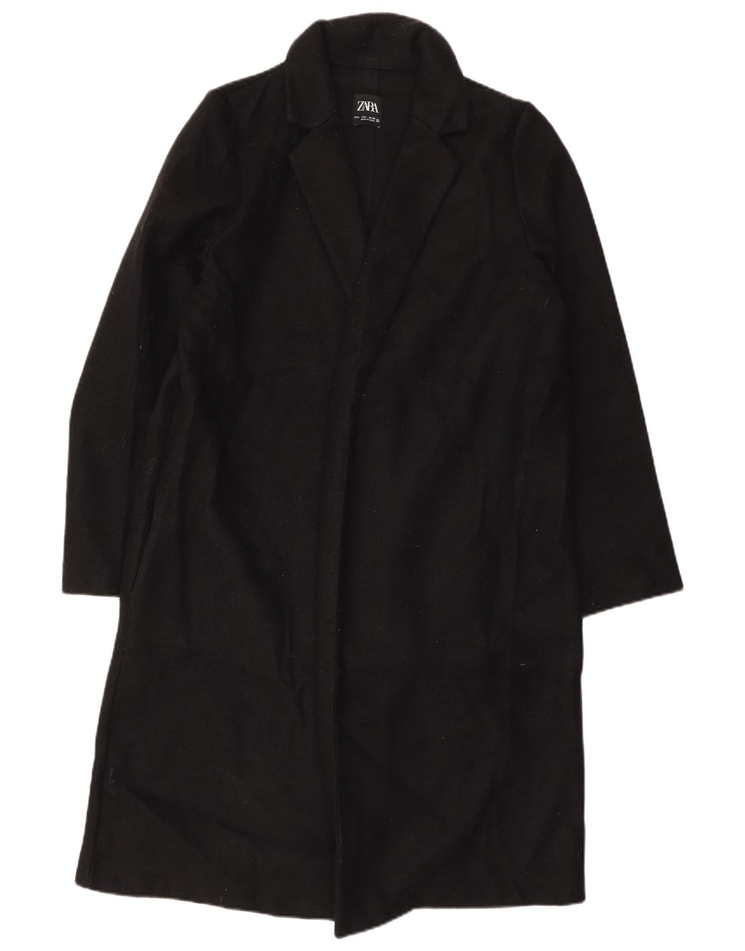 Zara Womens Open Overcoat UK 16 Large Noir Polyester