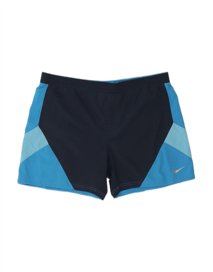 NIKE Mens Sport Shorts Large Navy Blue Colourblock Polyester