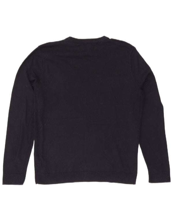 Jack & Jones Pull à col rond pour homme en coton bleu marine Taille L